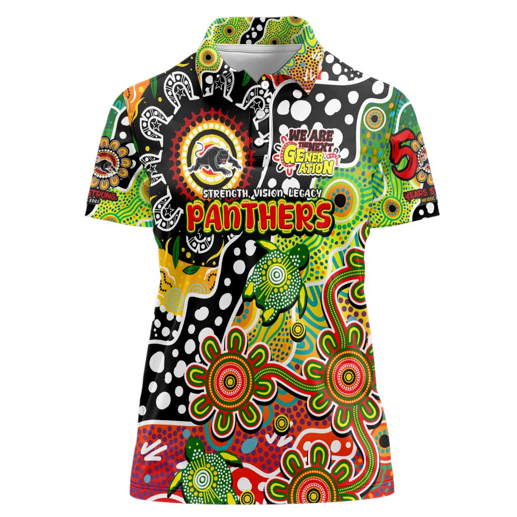 Personalised Panthers NRL Celebrating 50 Years of Naidoc Women Polo Shirt NAIDOC Week 2025 Aboriginal