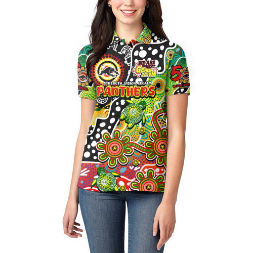Personalised Panthers NRL Celebrating 50 Years of Naidoc Women Polo Shirt NAIDOC Week 2025 Aboriginal