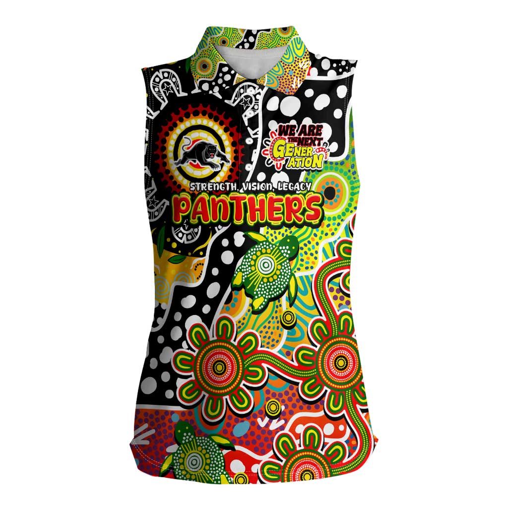 Personalised Panthers NRL Celebrating 50 Years of Naidoc Women Sleeveless Polo Shirt NAIDOC Week 2025 Aboriginal
