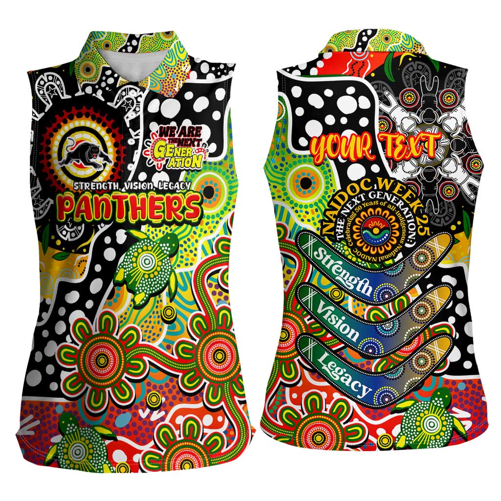 Personalised Panthers NRL Celebrating 50 Years of Naidoc Women Sleeveless Polo Shirt NAIDOC Week 2025 Aboriginal