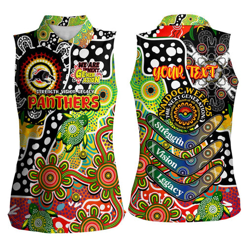Personalised Panthers NRL Celebrating 50 Years of Naidoc Women Sleeveless Polo Shirt NAIDOC Week 2025 Aboriginal