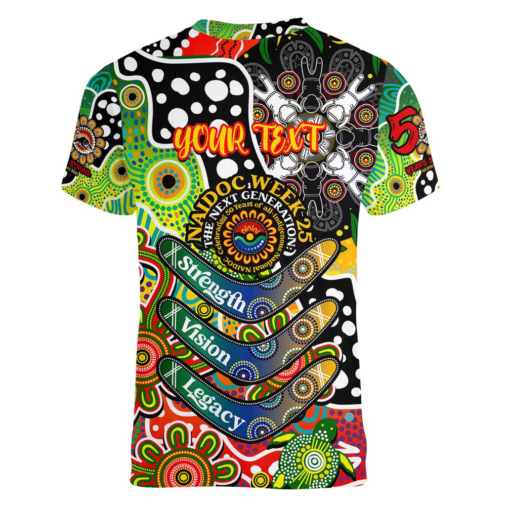 Personalised Panthers NRL Celebrating 50 Years of Naidoc Women V-Neck T-Shirt NAIDOC Week 2025 Aboriginal