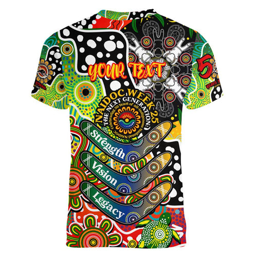 Personalised Panthers NRL Celebrating 50 Years of Naidoc Women V-Neck T-Shirt NAIDOC Week 2025 Aboriginal