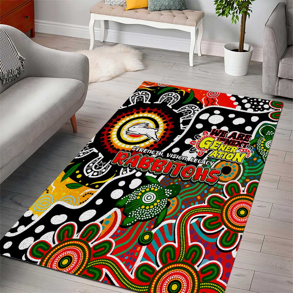 Rabbitohs NRL Celebrating 50 Years of Naidoc Area Rug NAIDOC Week 2025 Aboriginal