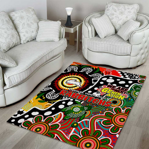 Rabbitohs NRL Celebrating 50 Years of Naidoc Area Rug NAIDOC Week 2025 Aboriginal