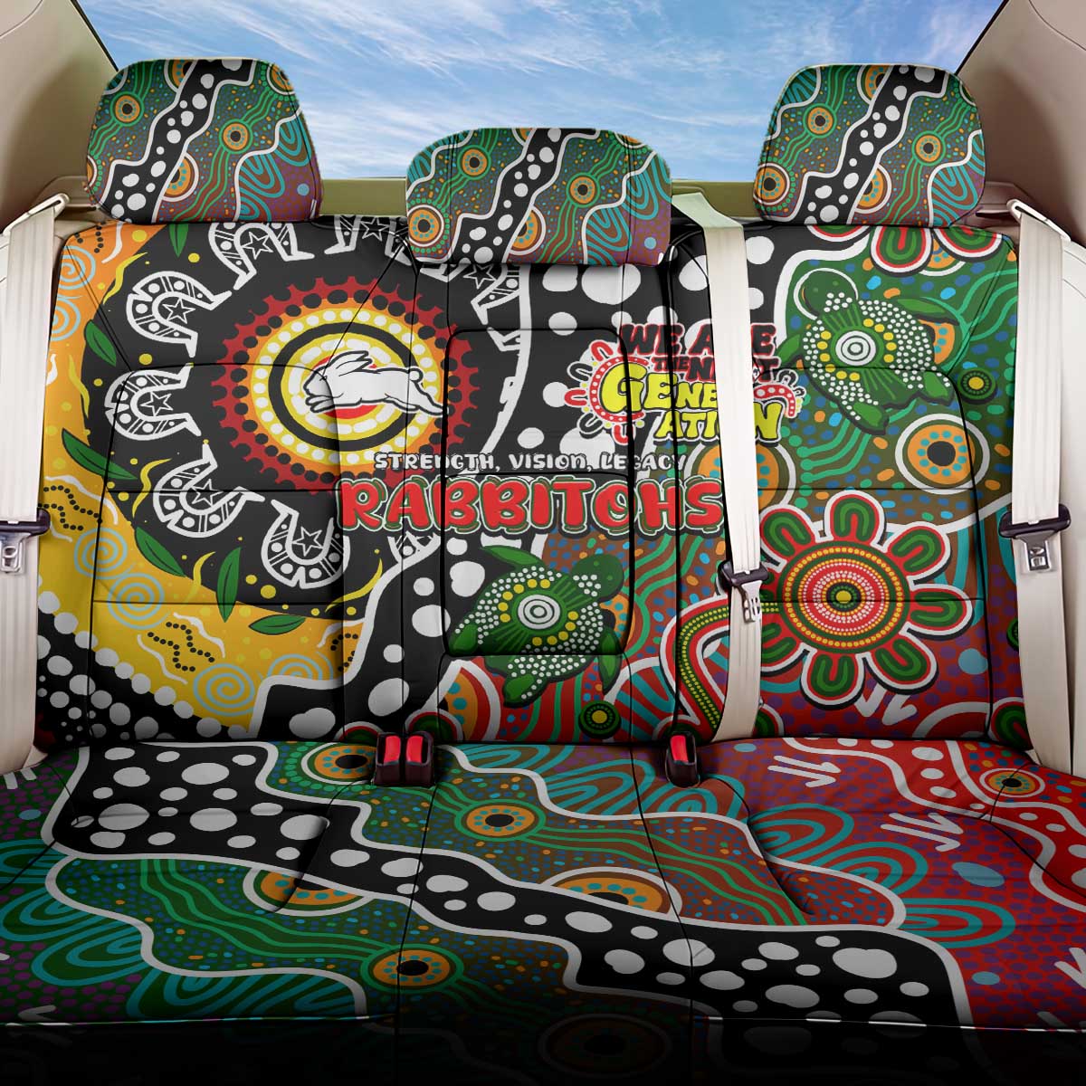 Rabbitohs NRL Celebrating 50 Years of Naidoc Back Car Seat Cover NAIDOC Week 2025 Aboriginal