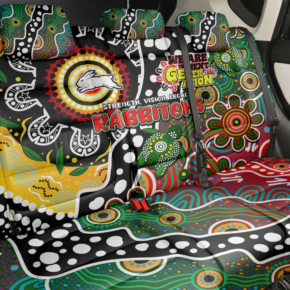 Rabbitohs NRL Celebrating 50 Years of Naidoc Back Car Seat Cover NAIDOC Week 2025 Aboriginal