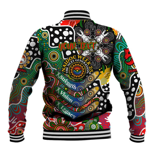 Personalised Rabbitohs NRL Celebrating 50 Years of Naidoc Baseball Jacket NAIDOC Week 2025 Aboriginal