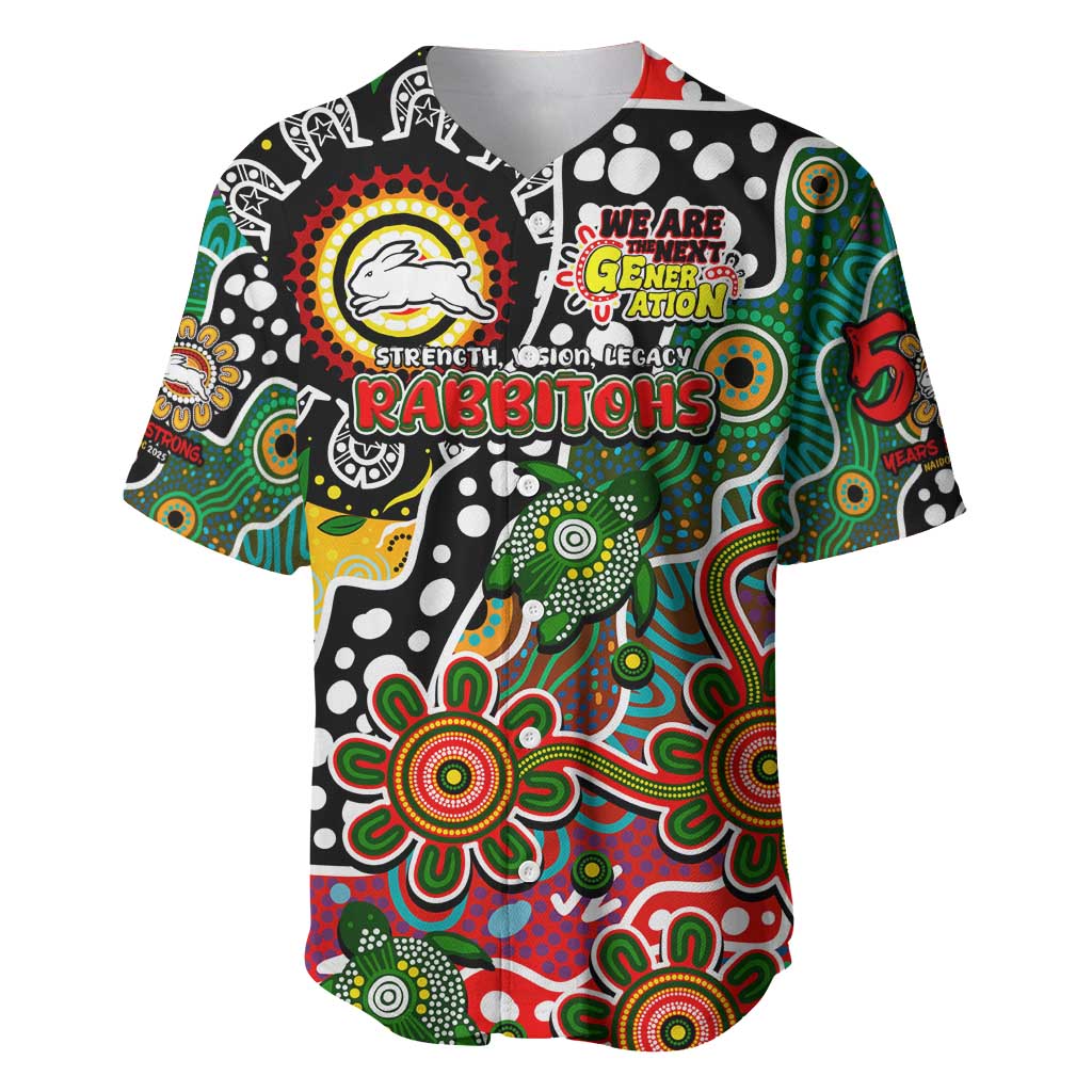 Personalised Rabbitohs NRL Celebrating 50 Years of Naidoc Baseball Jersey NAIDOC Week 2025 Aboriginal
