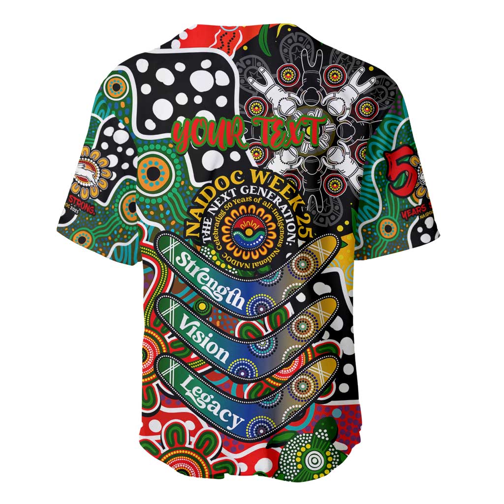 Personalised Rabbitohs NRL Celebrating 50 Years of Naidoc Baseball Jersey NAIDOC Week 2025 Aboriginal