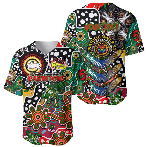 Personalised Rabbitohs NRL Celebrating 50 Years of Naidoc Baseball Jersey NAIDOC Week 2025 Aboriginal