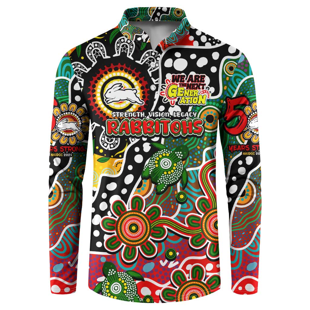 Personalised Rabbitohs NRL Celebrating 50 Years of Naidoc Button Sweatshirt NAIDOC Week 2025 Aboriginal