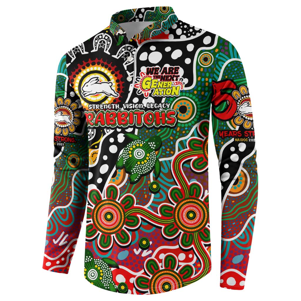 Personalised Rabbitohs NRL Celebrating 50 Years of Naidoc Button Sweatshirt NAIDOC Week 2025 Aboriginal