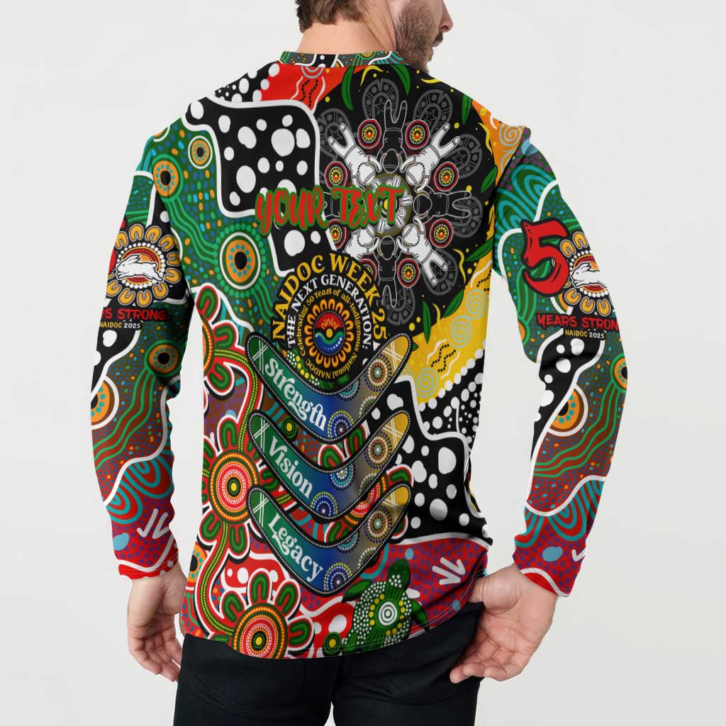 Personalised Rabbitohs NRL Celebrating 50 Years of Naidoc Button Sweatshirt NAIDOC Week 2025 Aboriginal