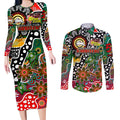 Personalised Rabbitohs NRL Celebrating 50 Years of Naidoc Couples Matching Long Sleeve Bodycon Dress and Long Sleeve Button Shirt NAIDOC Week 2025 Aboriginal