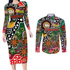 Personalised Rabbitohs NRL Celebrating 50 Years of Naidoc Couples Matching Long Sleeve Bodycon Dress and Long Sleeve Button Shirt NAIDOC Week 2025 Aboriginal