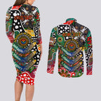 Personalised Rabbitohs NRL Celebrating 50 Years of Naidoc Couples Matching Long Sleeve Bodycon Dress and Long Sleeve Button Shirt NAIDOC Week 2025 Aboriginal