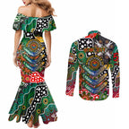 Personalised Rabbitohs NRL Celebrating 50 Years of Naidoc Couples Matching Mermaid Dress and Long Sleeve Button Shirt NAIDOC Week 2025 Aboriginal
