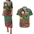 Personalised Rabbitohs NRL Celebrating 50 Years of Naidoc Couples Matching Puletasi and Hawaiian Shirt NAIDOC Week 2025 Aboriginal