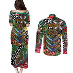 Personalised Rabbitohs NRL Celebrating 50 Years of Naidoc Couples Matching Puletasi and Long Sleeve Button Shirt NAIDOC Week 2025 Aboriginal