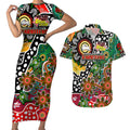 Personalised Rabbitohs NRL Celebrating 50 Years of Naidoc Couples Matching Short Sleeve Bodycon Dress and Hawaiian Shirt NAIDOC Week 2025 Aboriginal