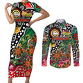 Personalised Rabbitohs NRL Celebrating 50 Years of Naidoc Couples Matching Short Sleeve Bodycon Dress and Long Sleeve Button Shirt NAIDOC Week 2025 Aboriginal