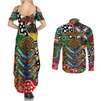 Personalised Rabbitohs NRL Celebrating 50 Years of Naidoc Couples Matching Summer Maxi Dress and Long Sleeve Button Shirt NAIDOC Week 2025 Aboriginal