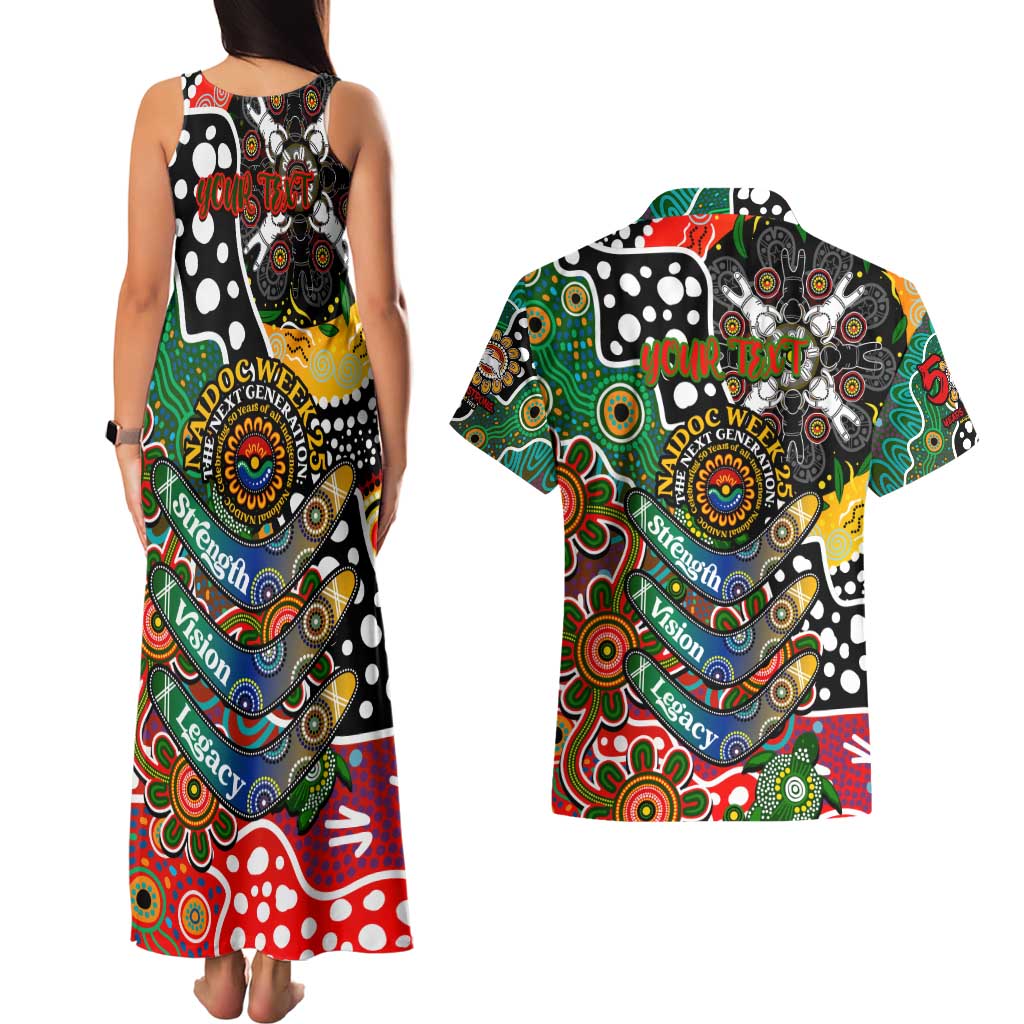 Personalised Rabbitohs NRL Celebrating 50 Years of Naidoc Couples Matching Tank Maxi Dress and Hawaiian Shirt NAIDOC Week 2025 Aboriginal