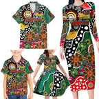 Personalised Rabbitohs NRL Celebrating 50 Years of Naidoc Family Matching Long Sleeve Bodycon Dress and Hawaiian Shirt NAIDOC Week 2025 Aboriginal