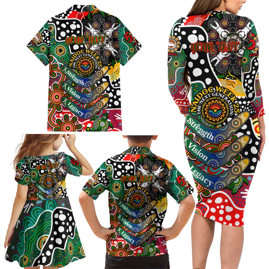 Personalised Rabbitohs NRL Celebrating 50 Years of Naidoc Family Matching Long Sleeve Bodycon Dress and Hawaiian Shirt NAIDOC Week 2025 Aboriginal