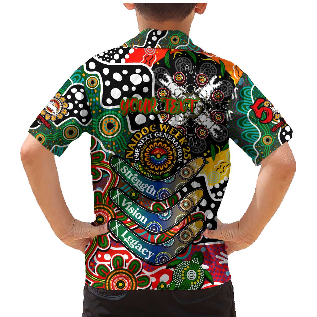 Personalised Rabbitohs NRL Celebrating 50 Years of Naidoc Family Matching Mermaid Dress and Hawaiian Shirt NAIDOC Week 2025 Aboriginal