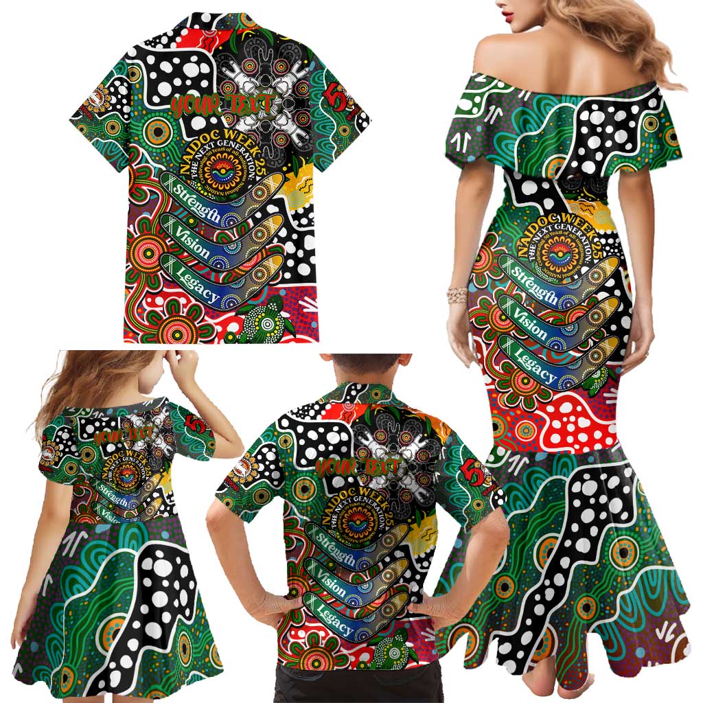 Personalised Rabbitohs NRL Celebrating 50 Years of Naidoc Family Matching Mermaid Dress and Hawaiian Shirt NAIDOC Week 2025 Aboriginal