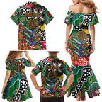 Personalised Rabbitohs NRL Celebrating 50 Years of Naidoc Family Matching Mermaid Dress and Hawaiian Shirt NAIDOC Week 2025 Aboriginal