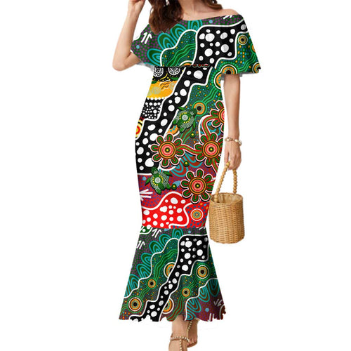 Personalised Rabbitohs NRL Celebrating 50 Years of Naidoc Family Matching Mermaid Dress and Hawaiian Shirt NAIDOC Week 2025 Aboriginal