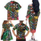 Personalised Rabbitohs NRL Celebrating 50 Years of Naidoc Family Matching Off The Shoulder Long Sleeve Dress and Hawaiian Shirt NAIDOC Week 2025 Aboriginal