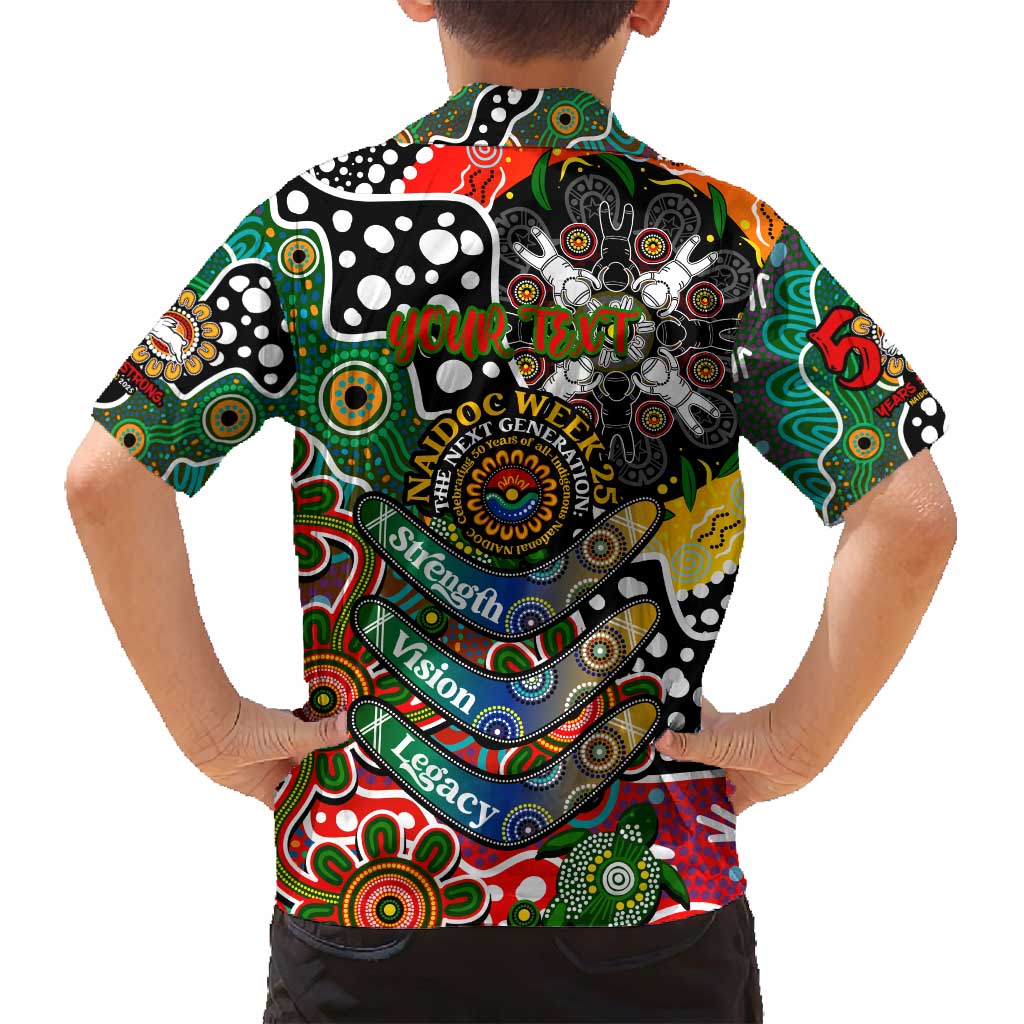 Personalised Rabbitohs NRL Celebrating 50 Years of Naidoc Family Matching Off Shoulder Maxi Dress and Hawaiian Shirt NAIDOC Week 2025 Aboriginal