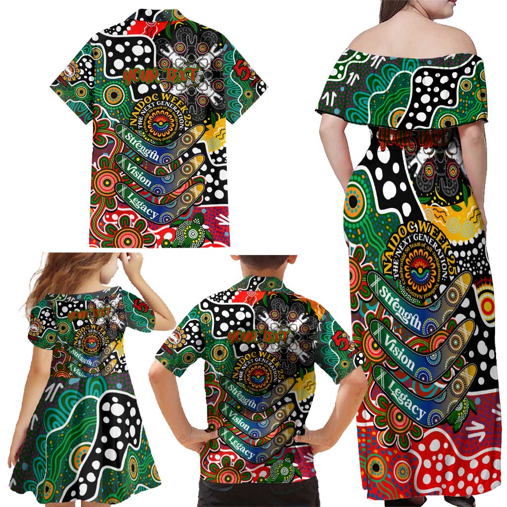 Personalised Rabbitohs NRL Celebrating 50 Years of Naidoc Family Matching Off Shoulder Maxi Dress and Hawaiian Shirt NAIDOC Week 2025 Aboriginal