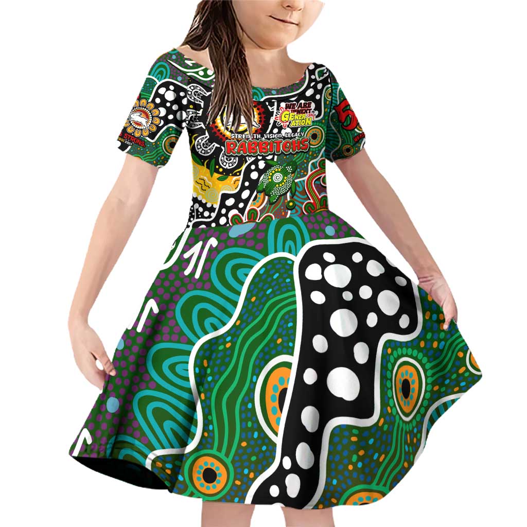 Personalised Rabbitohs NRL Celebrating 50 Years of Naidoc Family Matching Off Shoulder Short Dress and Hawaiian Shirt NAIDOC Week 2025 Aboriginal