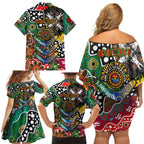 Personalised Rabbitohs NRL Celebrating 50 Years of Naidoc Family Matching Off Shoulder Short Dress and Hawaiian Shirt NAIDOC Week 2025 Aboriginal