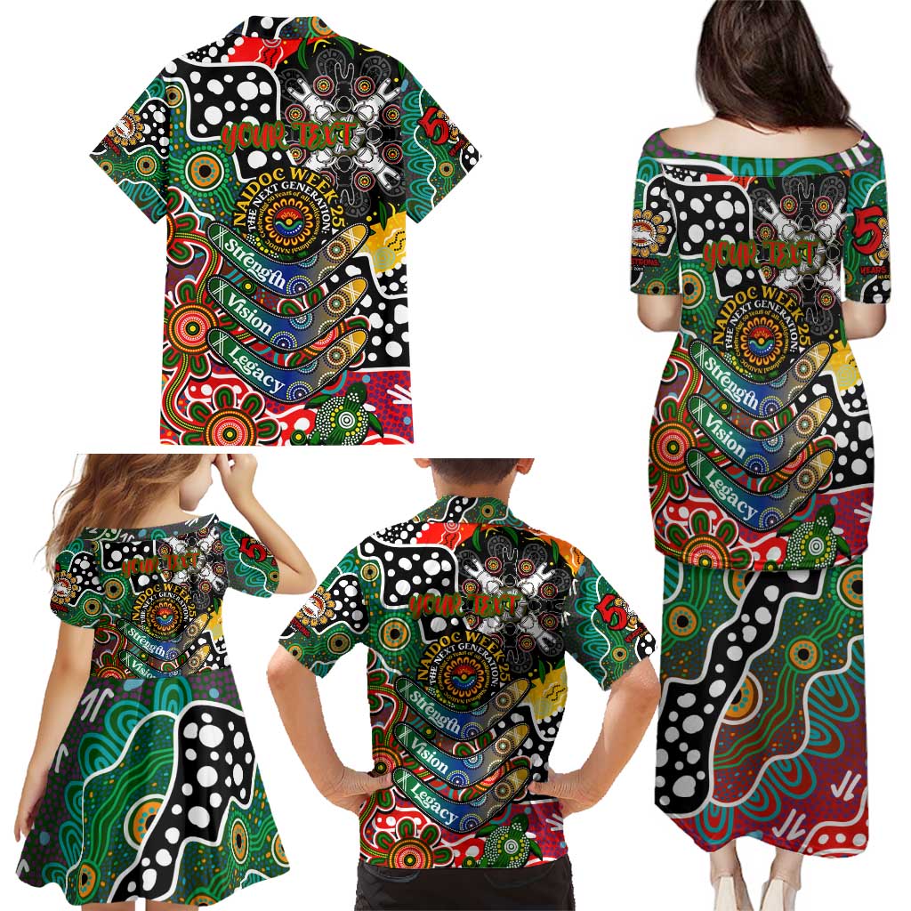 Personalised Rabbitohs NRL Celebrating 50 Years of Naidoc Family Matching Puletasi and Hawaiian Shirt NAIDOC Week 2025 Aboriginal