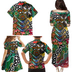 Personalised Rabbitohs NRL Celebrating 50 Years of Naidoc Family Matching Puletasi and Hawaiian Shirt NAIDOC Week 2025 Aboriginal
