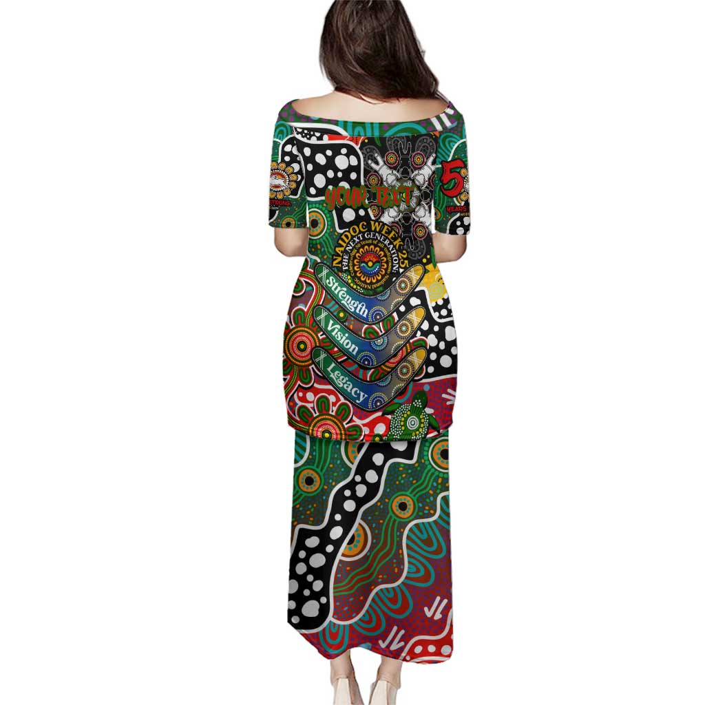 Personalised Rabbitohs NRL Celebrating 50 Years of Naidoc Family Matching Puletasi and Hawaiian Shirt NAIDOC Week 2025 Aboriginal