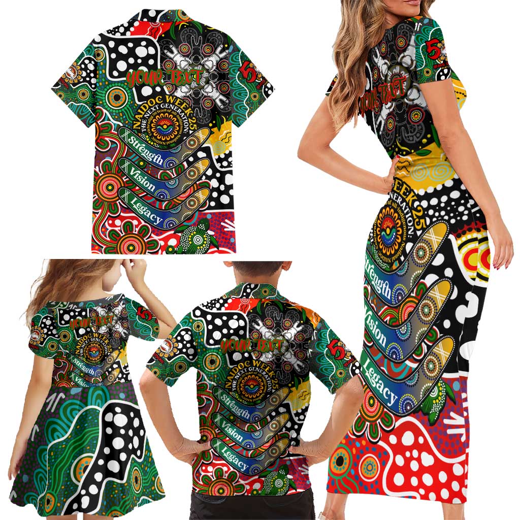 Personalised Rabbitohs NRL Celebrating 50 Years of Naidoc Family Matching Short Sleeve Bodycon Dress and Hawaiian Shirt NAIDOC Week 2025 Aboriginal