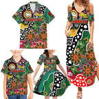 Personalised Rabbitohs NRL Celebrating 50 Years of Naidoc Family Matching Summer Maxi Dress and Hawaiian Shirt NAIDOC Week 2025 Aboriginal