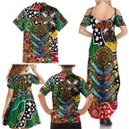 Personalised Rabbitohs NRL Celebrating 50 Years of Naidoc Family Matching Summer Maxi Dress and Hawaiian Shirt NAIDOC Week 2025 Aboriginal