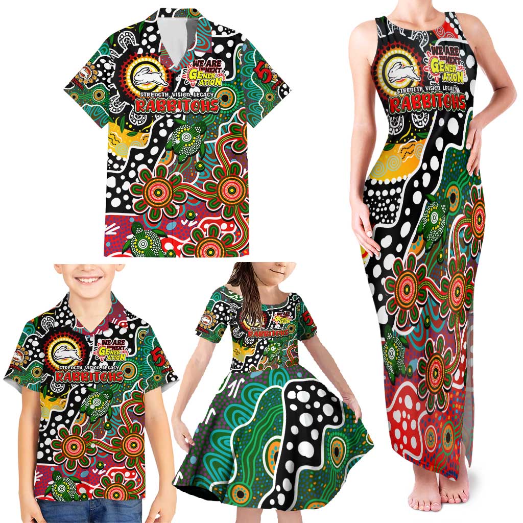 Personalised Rabbitohs NRL Celebrating 50 Years of Naidoc Family Matching Tank Maxi Dress and Hawaiian Shirt NAIDOC Week 2025 Aboriginal