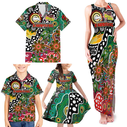 Personalised Rabbitohs NRL Celebrating 50 Years of Naidoc Family Matching Tank Maxi Dress and Hawaiian Shirt NAIDOC Week 2025 Aboriginal