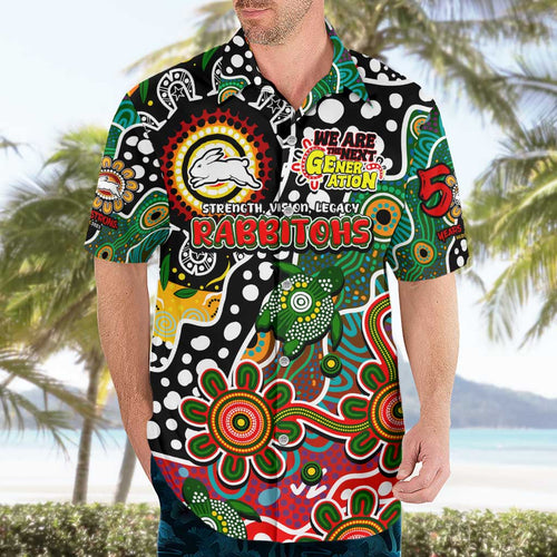 Personalised Rabbitohs NRL Celebrating 50 Years of Naidoc Hawaiian Shirt NAIDOC Week 2025 Aboriginal