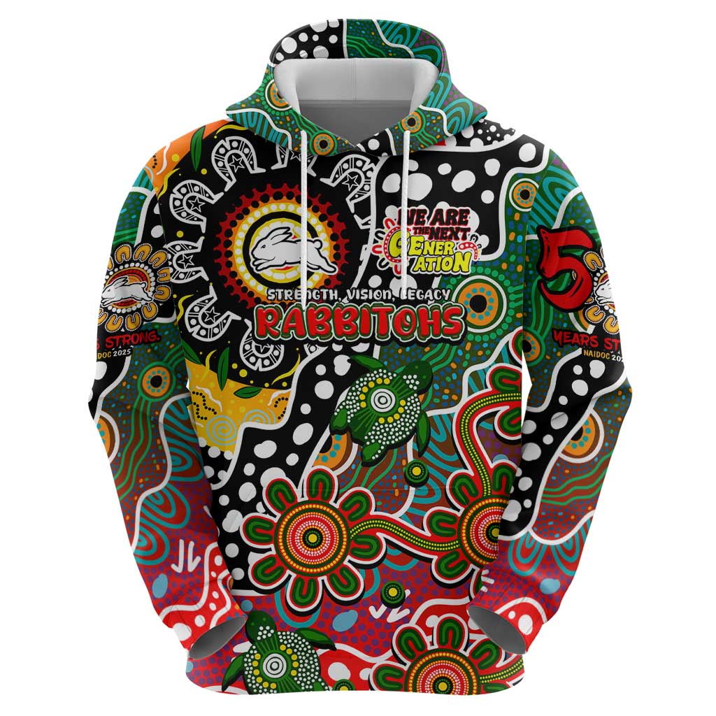 Personalised Rabbitohs NRL Celebrating 50 Years of Naidoc Hoodie NAIDOC Week 2025 Aboriginal