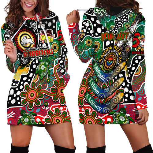 Personalised Rabbitohs NRL Celebrating 50 Years of Naidoc Hoodie Dress NAIDOC Week 2025 Aboriginal